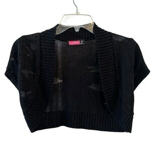 Say What? Black Short Sleeve Sweater Shrug